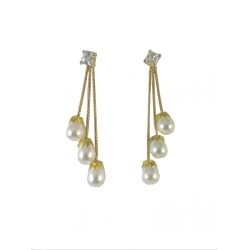 E0084-Beautiful Hanging Gold Plated Pearl Earrings